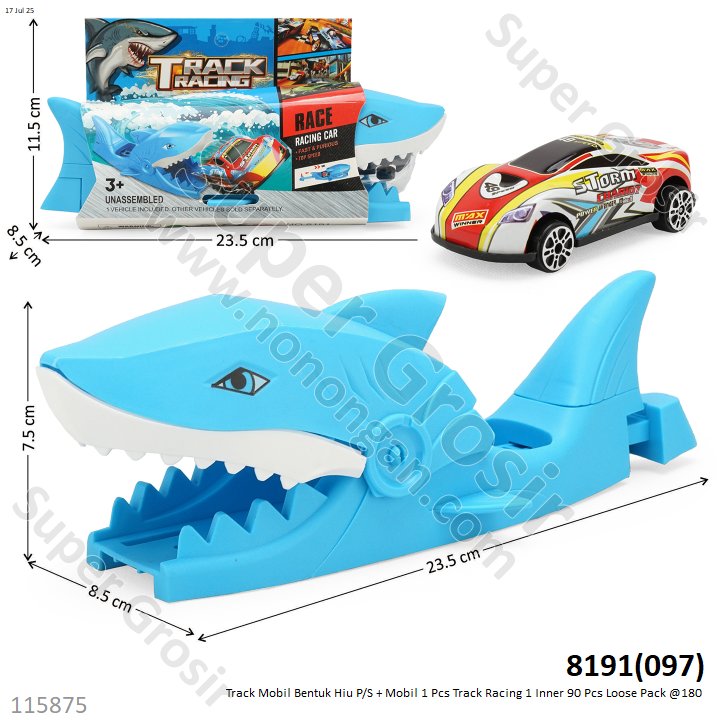 Track Mobil Bentuk Hiu P/S + Mobil 1 Pcs Track Racing 1 Inner 90 Pcs Loose Pack @180