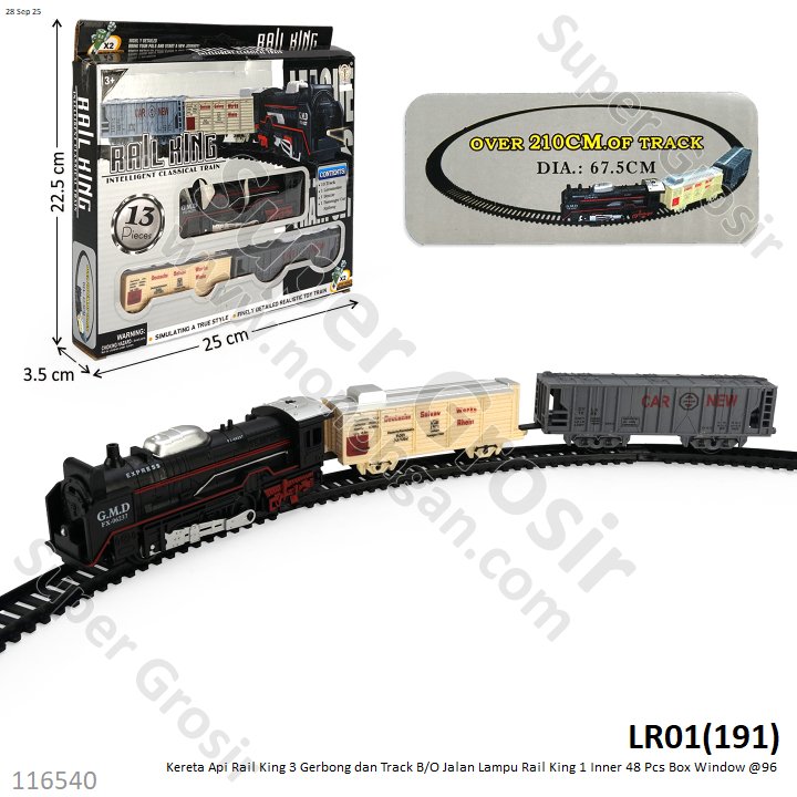 Kereta Api Rail King 3 Gerbong dan Track B/O Jalan Lampu Rail King 1 Inner 48 Pcs Box Window @96