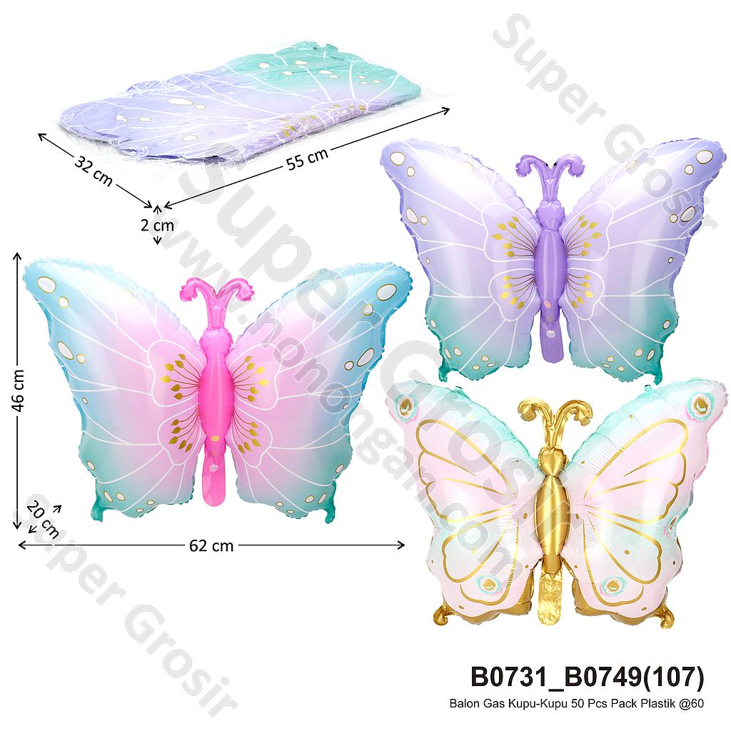 Balon Gas Kupu-Kupu 50 Pcs Pack Plastik @60 