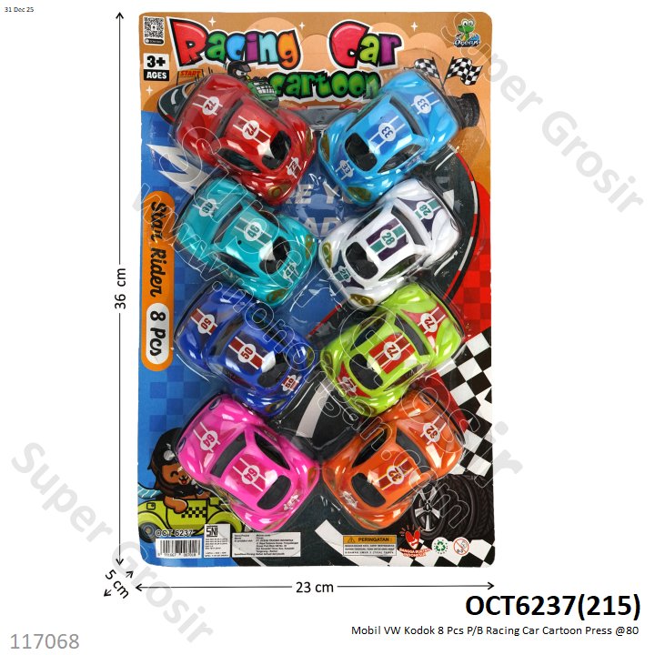 Mobil VW Kodok 8 Pcs P/B Racing Car Cartoon Press @80