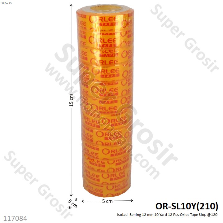 Isolasi Bening 12 mm 10 Yard 12 Pcs Orlee Tape Slop @120