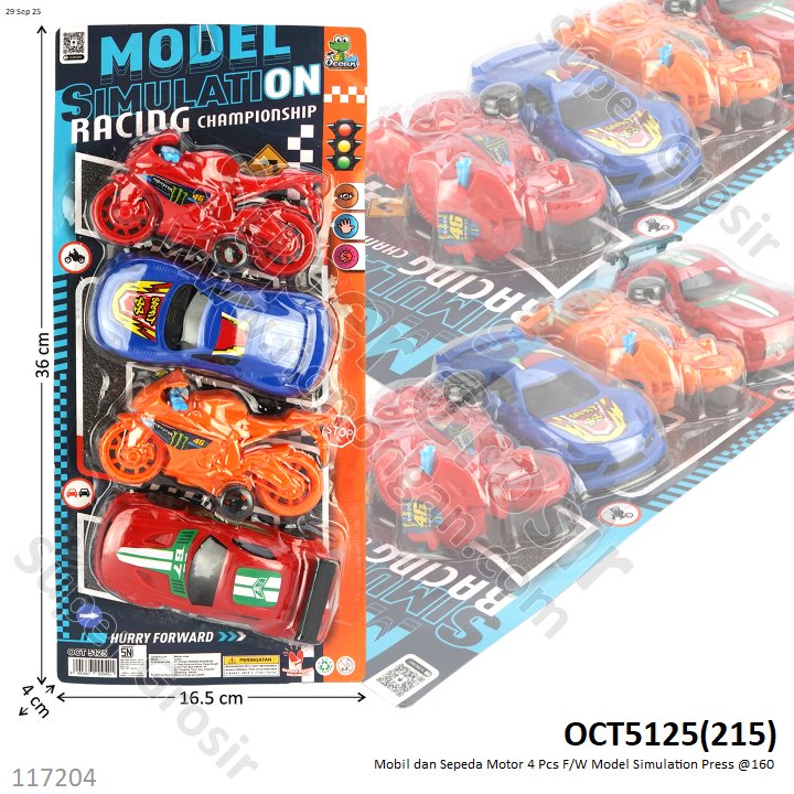 Mobil dan Sepeda Motor 4 Pcs F/W Model Simulation Press @160