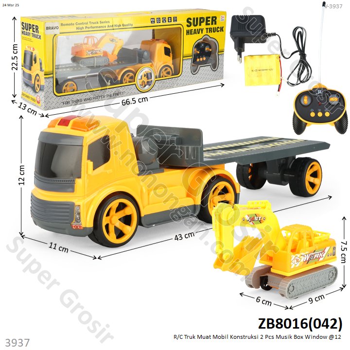 R/C Truk Muat Mobil Konstruksi 2 Pcs Musik Box Window @12