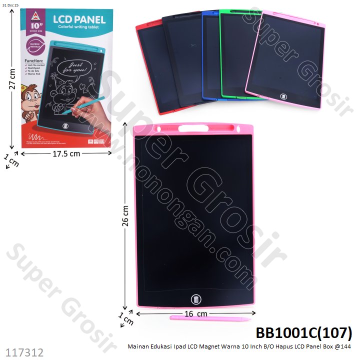 Mainan Edukasi Ipad LCD Magnet Warna 10 Inch B/O Hapus LCD Panel Box @144