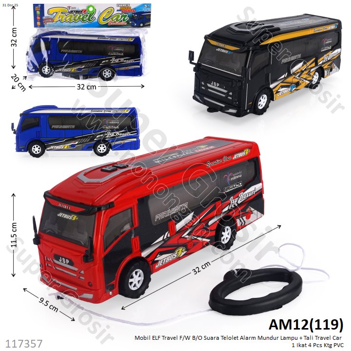 Mobil ELF Travel F/W B/O Suara Telolet Alarm Mundur Lampu + Tali Travel Car 
 1 Ikat 4 Pcs Ktg PVC @39