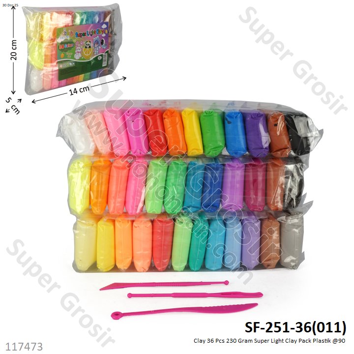 Clay 36 Pcs 230 Gram Super Light Clay Pack Plastik @81