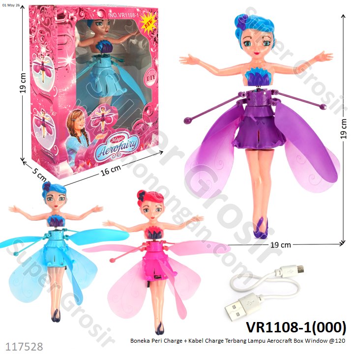 Boneka Peri Charge + Kabel Charge Terbang Lampu Aerocraft Box Window @120