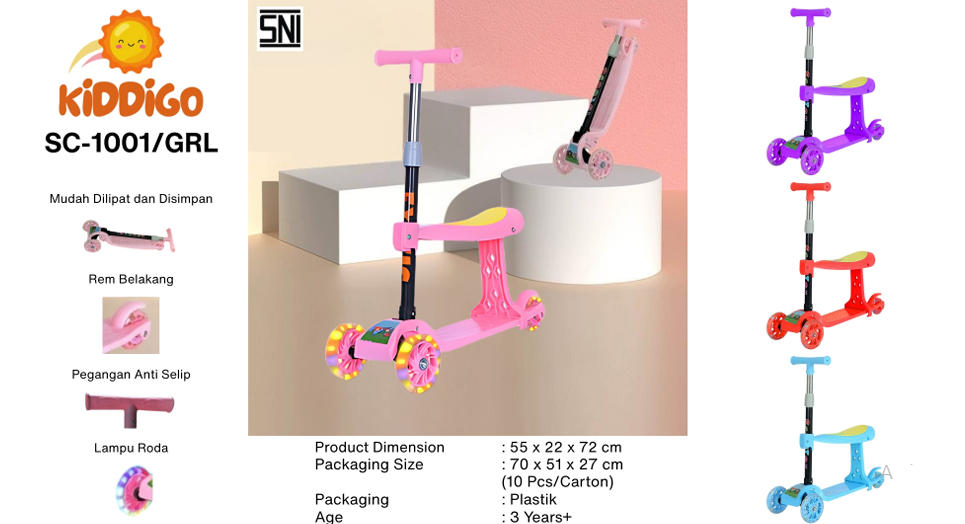 Scooter Roda 3 Roda Nyala + Tempat Duduk Scooter Speed Ktg Opp @10