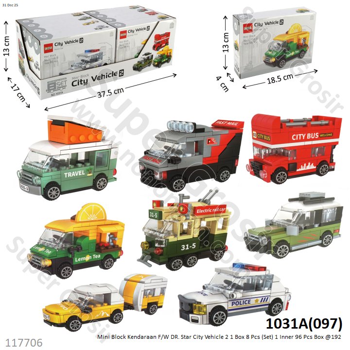 Mini Block Kendaraan F/W DR. Star City Vehicle 2 1 Box 8 Pcs (Set) 1 Inner 96 Pcs Box @192