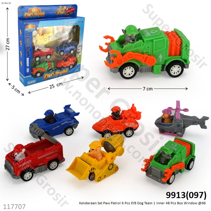 Kendaraan Set Paw Patrol 6 Pcs P/B Dog Team 1 Inner 48 Pcs Box Window @96