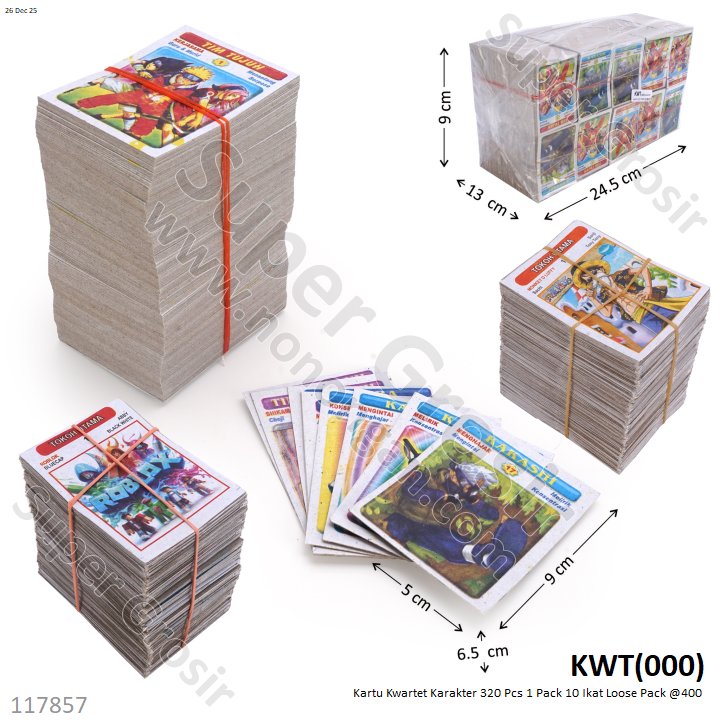 Kartu Kwartet Karakter 320 Pcs 1 Pack 10 Ikat Loose Pack @400