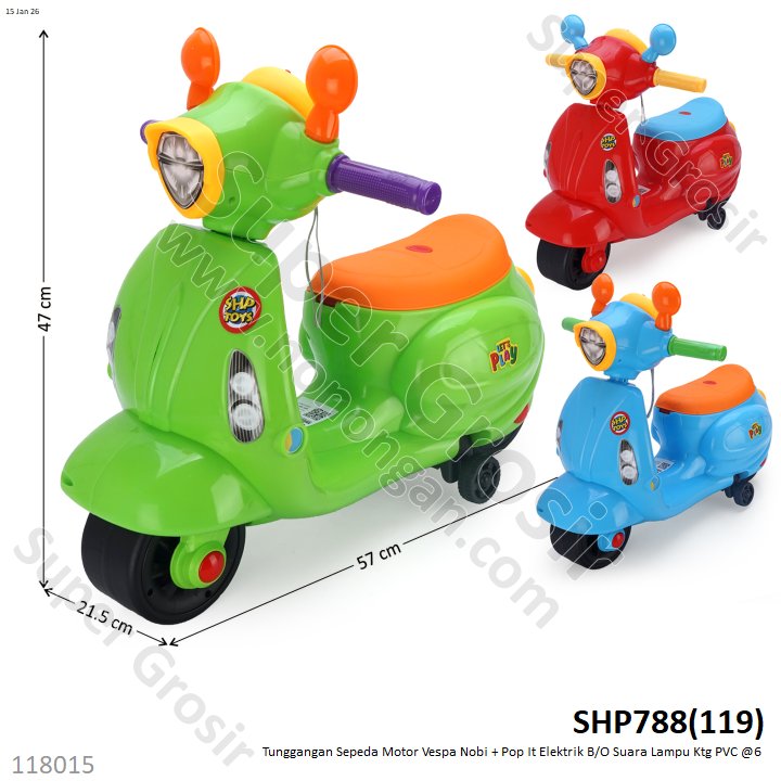 Tunggangan Sepeda Motor Vespa Nobi + Pop It Elektrik B/O Suara Lampu Ktg PVC @6