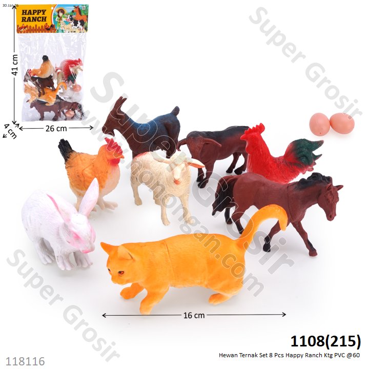 Hewan Ternak Set 8 Pcs Happy Ranch Ktg PVC @60
