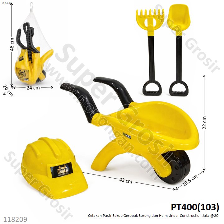 Cetakan Pasir Sekop Gerobak Sorong dan Helm Under Construction Jala @20
