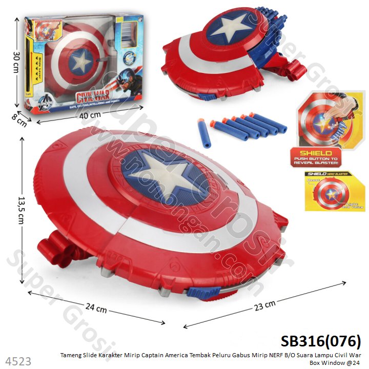Tameng Captain America Tembak Peluru Gabus Box Window @24