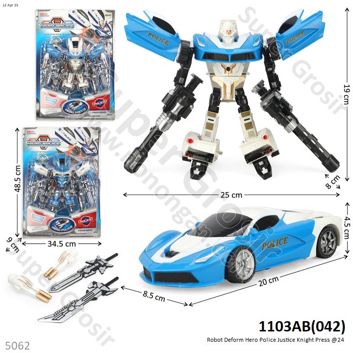 Robot Deform Mobil Sedan Ferrari Polisi Hero Police Justice Knight Press @24