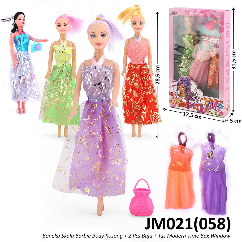 Boneka Barbie Set Baju 2 Pcs + Tas Modern Time Box Window @108 