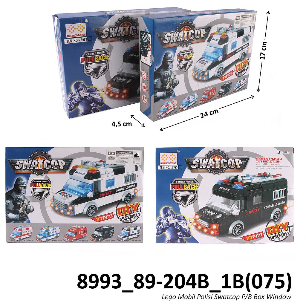 Mini Block Mobil Polisi P/B B/O Musik Lampu RuizhongXing Swatcop Box @96