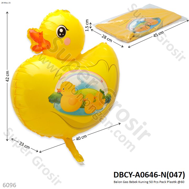 Balon Gas Bebek Kuning 50 Pcs Pack Plastik @60