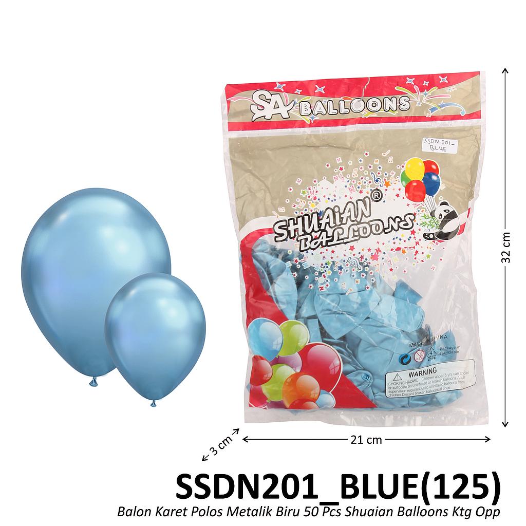 Balon Karet Polos Metalik 50 Pcs Biru Shuaian Balloons Ktg Opp @25