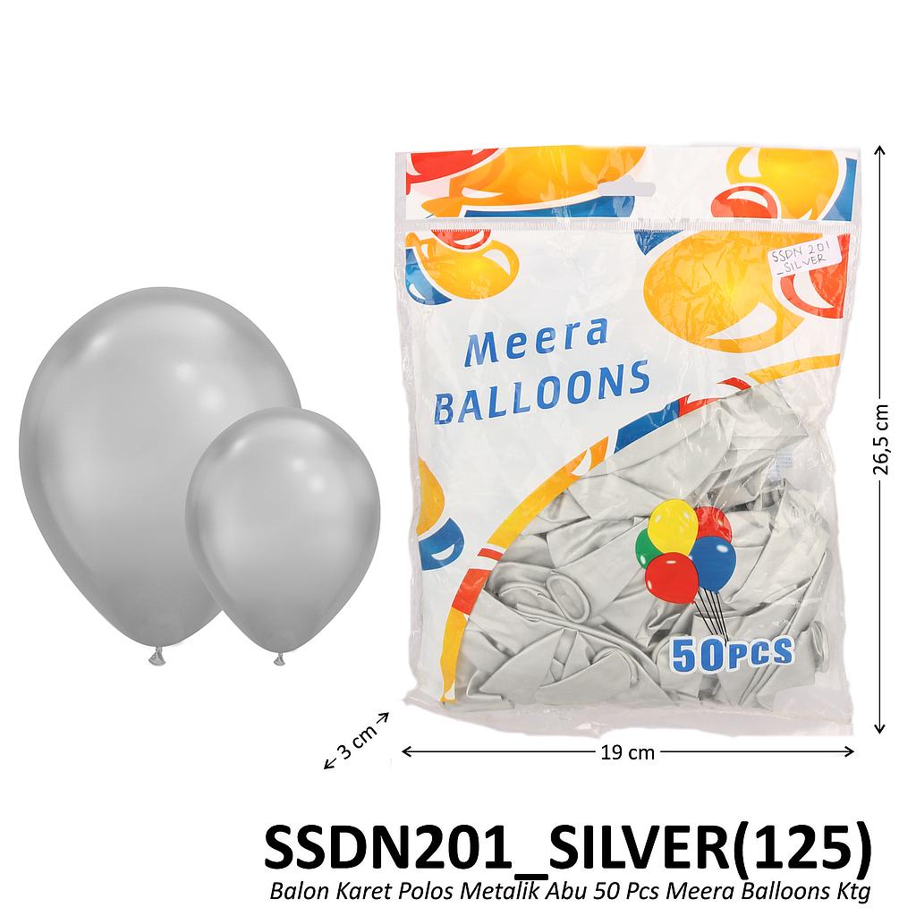 Balon Karet Polos Metalik 50 Pcs Abu Meera Balloons Ktg Opp @25