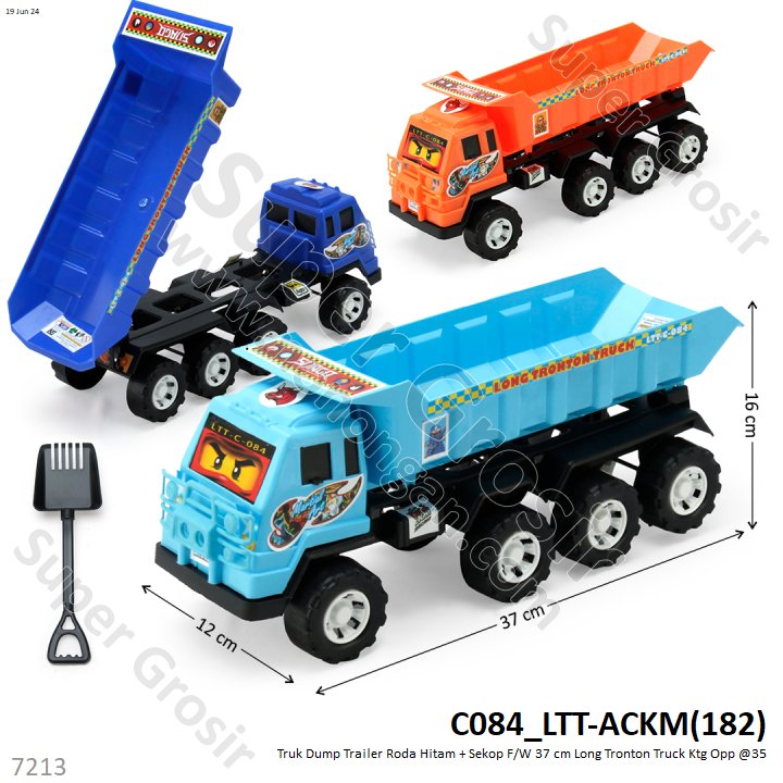 Truk Dump 8 Roda Hitam Besar 37 cm F/W + Sekop Long Tronton Truck Ktg Opp @35