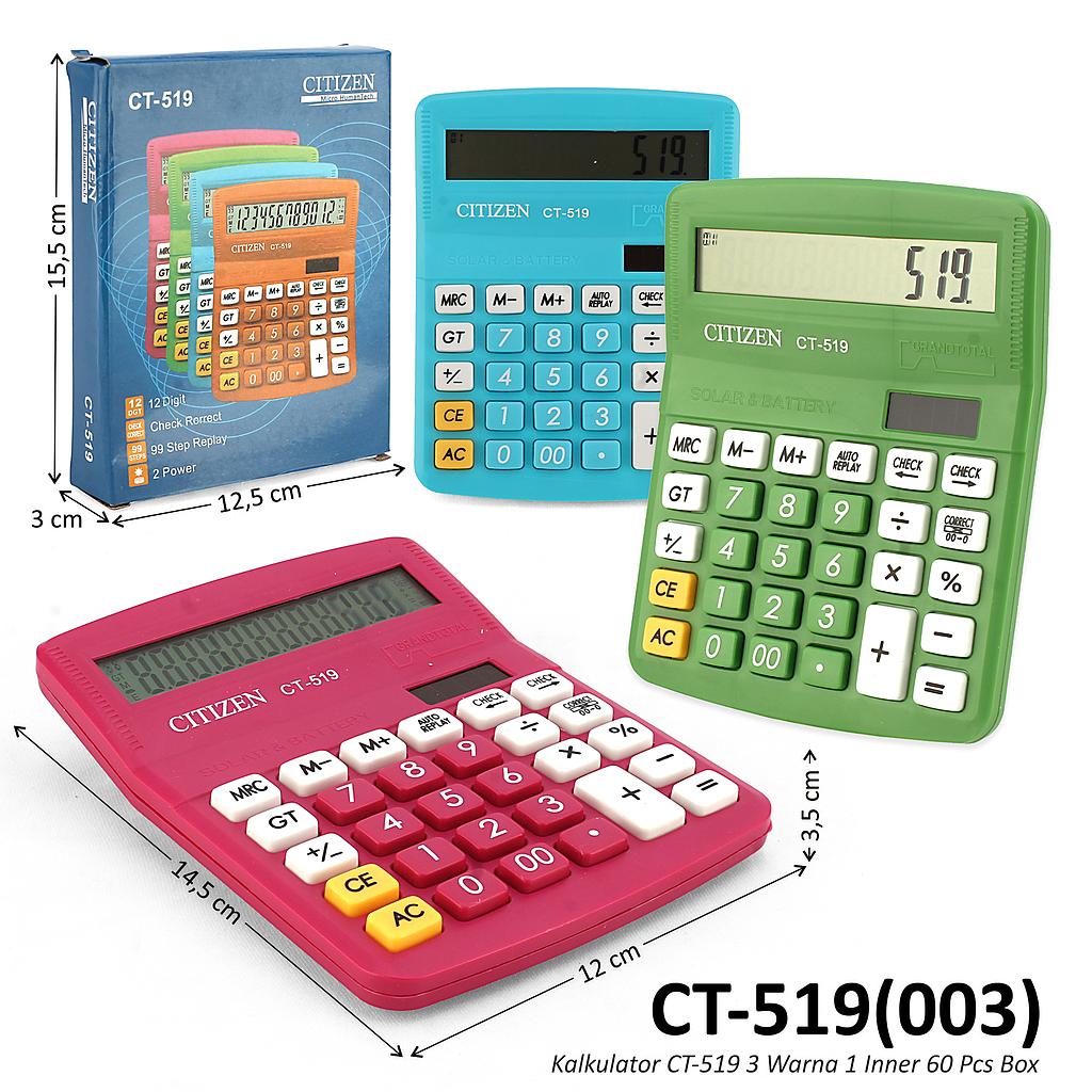 Kalkulator CT-519 1 Inner 60 Pcs Box @120