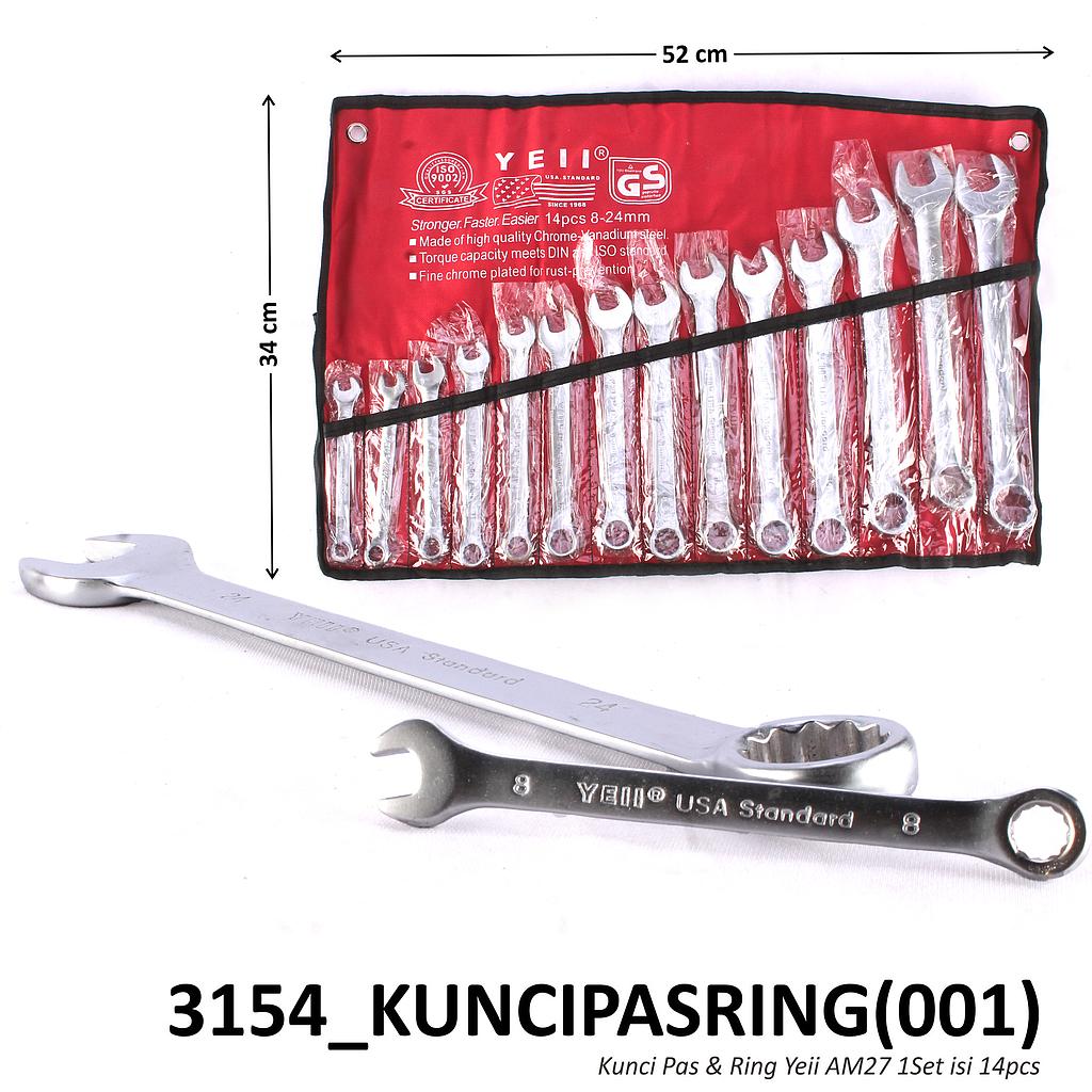 Kunci Ring Pas Set 14 Pcs 8-24 mm YEII AM27 Dompet @20